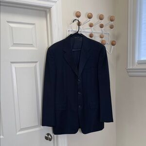 Canali - Vertical Striped Pure Wool Blazer Old Money Jacket - Navy / Grey - 52 R